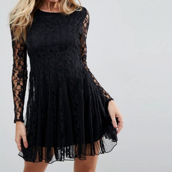 ASOS Dresses & Skirts - 🎀NWT🎀 ASOS Long Sleeve Lace Skater Mini Dress